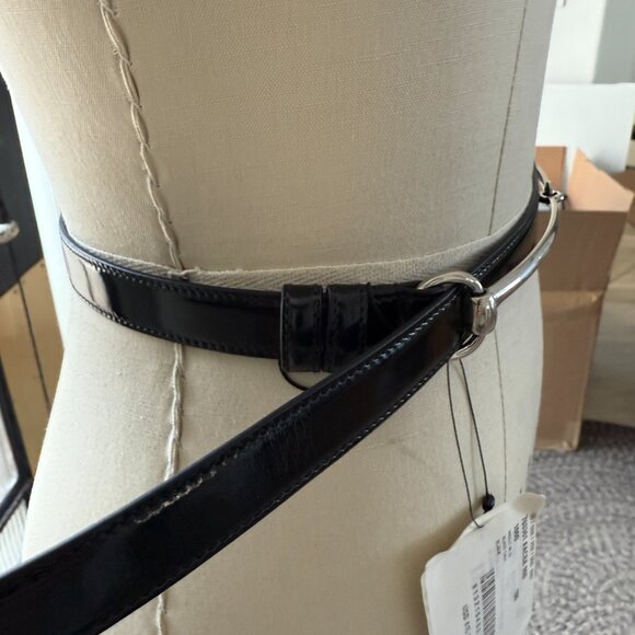 Gucci 763361 Slim Horsebit Black Patent Leather Thin Belt, 90, 95, 100 - Picture 11 of 14